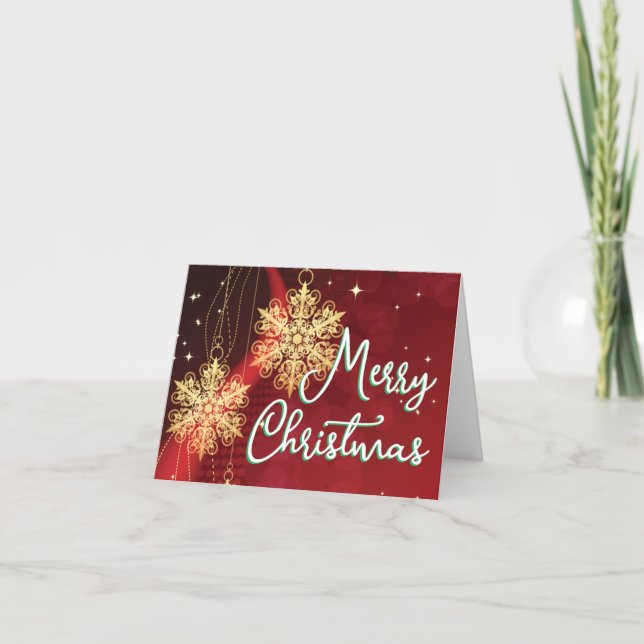 Tarjeta plegada navideña de Feliz (Anverso)