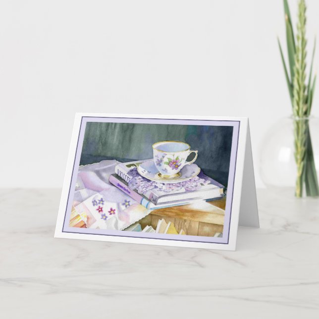 Tarjeta plegada para equipos y violetas 7x5 (Anverso)