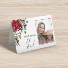 Tarjeta plegada Poinsettia para Navidades de la fa