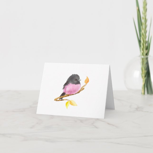 Tarjeta plegada Robin Bird Blank rosa de todas las (Anverso)