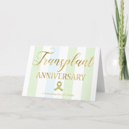 Tarjeta plegada verde y oro del aniversario del tr