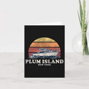 Tarjeta Plum Island Ny Vintage Boating 70 Retro Boat Desi