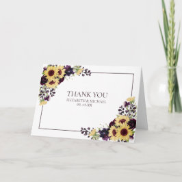 Tarjeta Plum Purple Sunflower Photo Boda Gracias