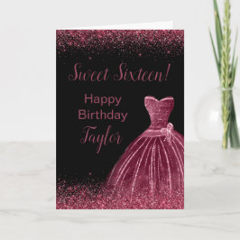 Tarjeta Plum Vestido púrpura Faux Purpurina Sweet 16 Cumpl
