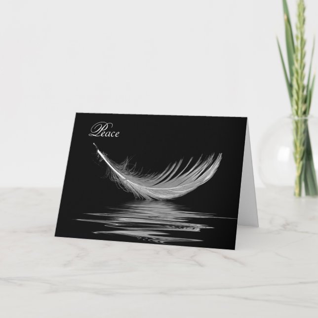 Tarjeta Pluma Blanca de Simpatía Reflejada en Agua (Anverso)
