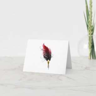 Tarjeta Pluma de plumas rojas con nido de oro