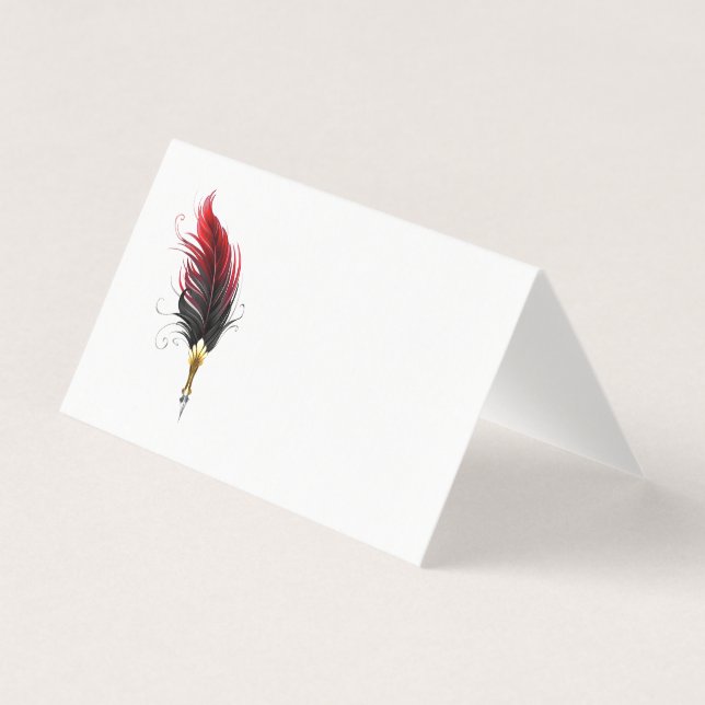 Tarjeta Pluma de plumas rojas con nido de oro (Anverso)