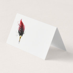 Tarjeta Pluma de plumas rojas con nido de oro