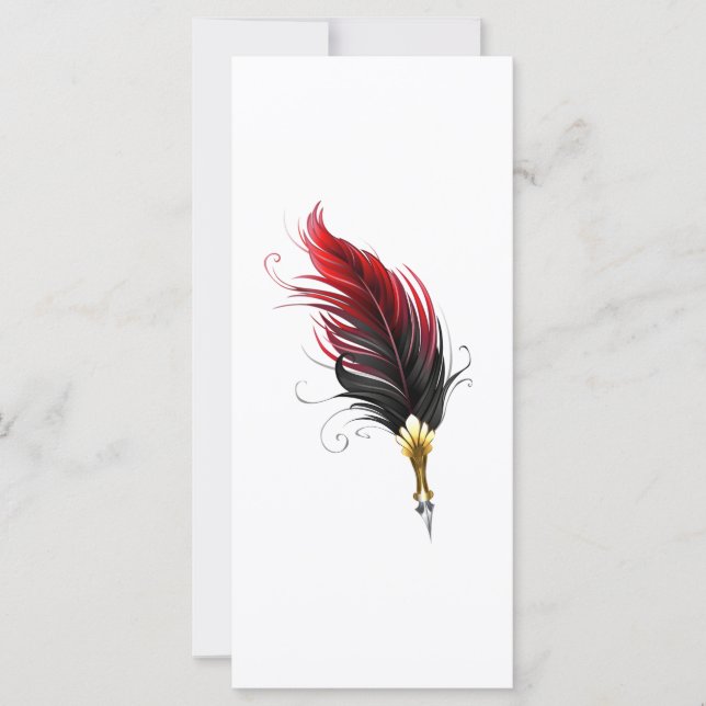 Tarjeta Pluma de plumas rojas con nido de oro (Anverso)