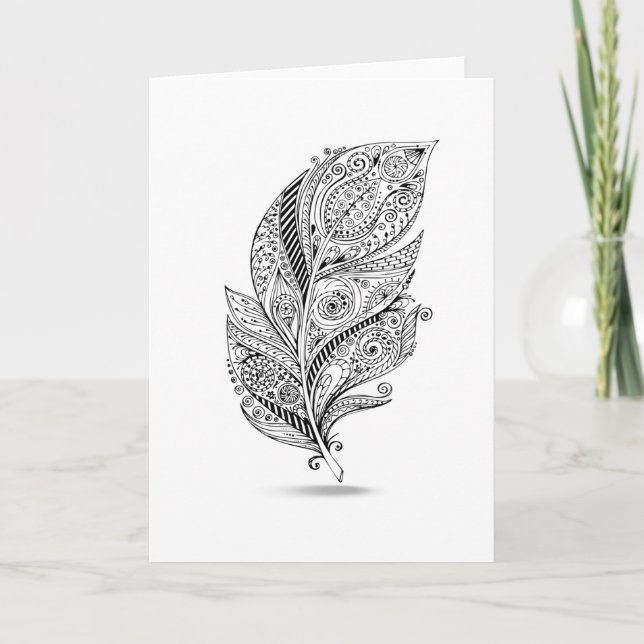 Tarjeta Pluma tribal inspirada (Anverso)