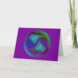 Tarjeta Pluma Yin Yang 5 del pavo real