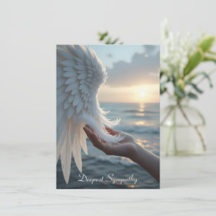 Tarjeta Plumas blancas del ala de un ángel, simpatía