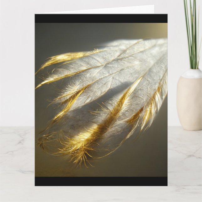 Tarjeta Plumas blancas doradas (Anverso)
