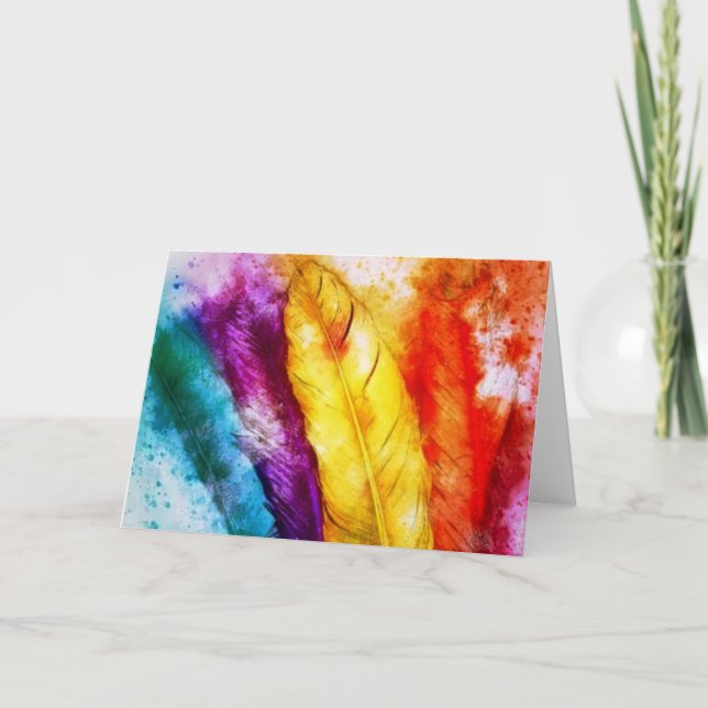 Tarjeta Plumas brillantes (Anverso)