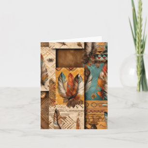Tarjeta plumas tribales del suroeste de Azteca