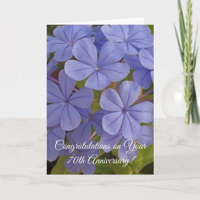 Tarjeta Plumbago Personalizado 70° Aniversario Boda (Anverso)