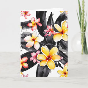 Tarjeta Plumeria - Flores de acuarela