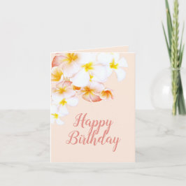 Tarjeta Plumeria Frangipani de Hawái Feliz cumpleaños