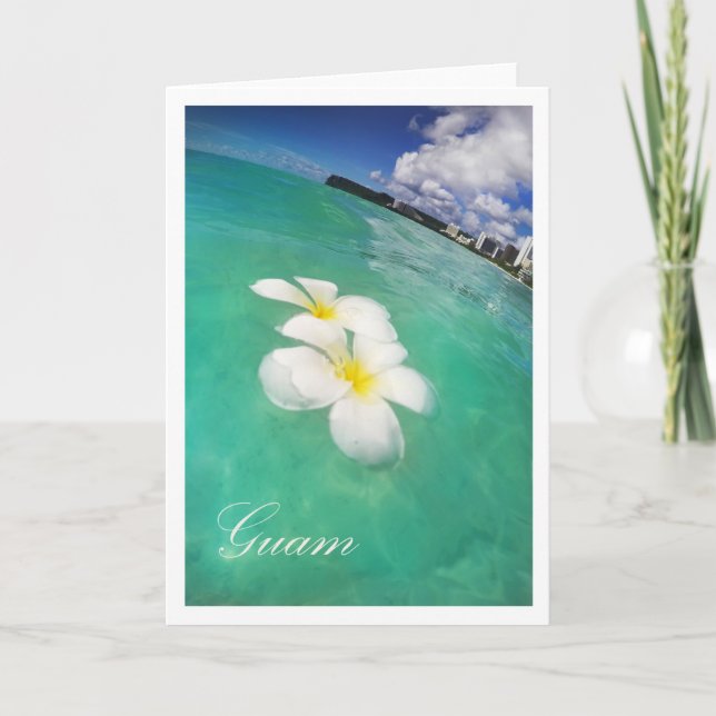 Tarjeta Plumerias de GUAM en la Bahía de Tumon (Anverso)