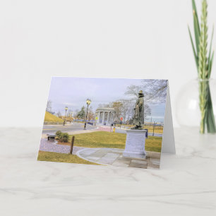 Tarjeta Plymouth MA frente al mar histórico en diciembre