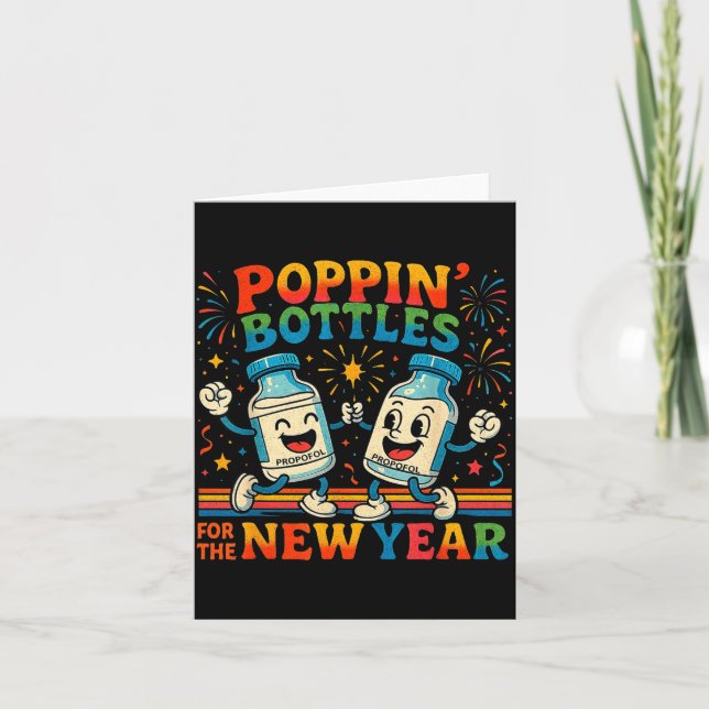 Tarjeta Pn’ Bottles For The New Year Funny Nurse Medical G (Anverso)