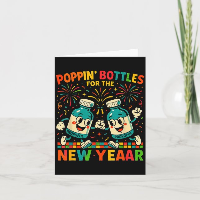 Tarjeta Pn’ Bottles For The New Year Funny Nurse Medical G (Anverso)