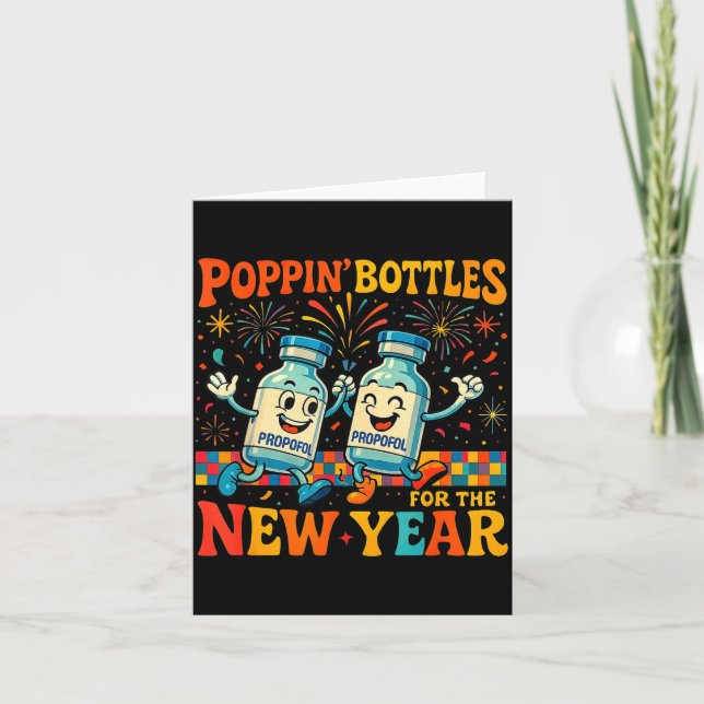 Tarjeta Pn’ Bottles For The New Year Funny Nurse Medical G (Anverso)
