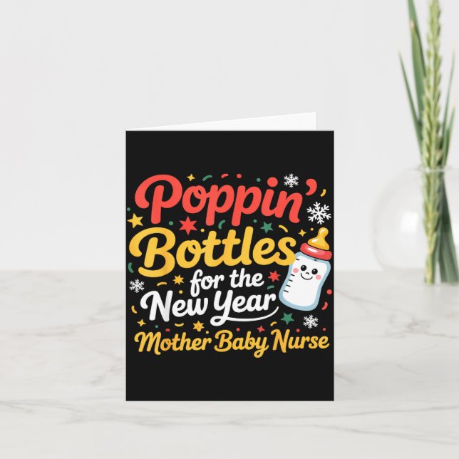 Tarjeta Pn Bottles For The New Year Mother Baby Nurse  (Anverso)