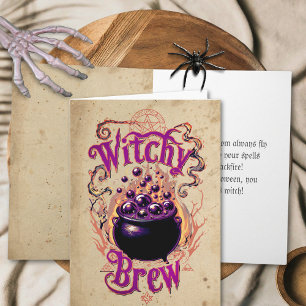 Tarjeta Poción de Bruja Espeluznante Vintage Personalizada