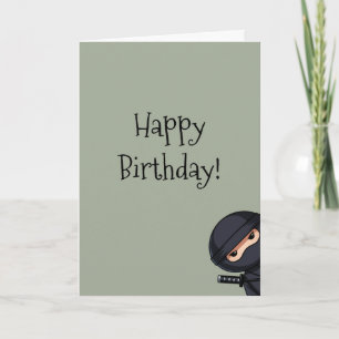 Tarjeta Poco Ninja en feliz cumpleaños de la verde salvia