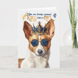 Tarjeta Podengo Dog King por día cumpleaños divertida