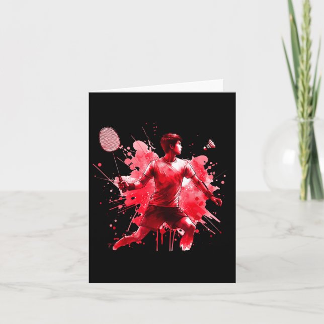 Tarjeta Poderoso reproductor de Badminton Red Splash Art (Anverso)