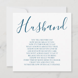 Tarjeta Poema Azul Marino de mi Esposa a su Esposo