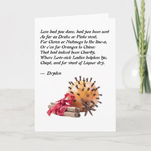 Tarjeta Poema Clavos y Naranjas de Dryden