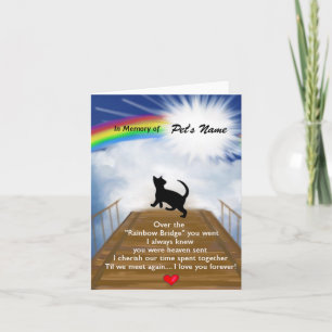 Tarjeta Poema conmemorativo del puente arco iris para gato
