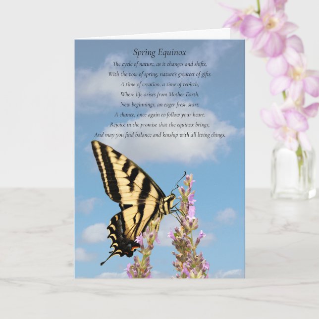 Tarjeta Poema de bendiciones de Ostara en el equinoccio de (Orquídea)