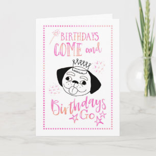 Tarjeta Poema de cumpleaños divertido de Pug