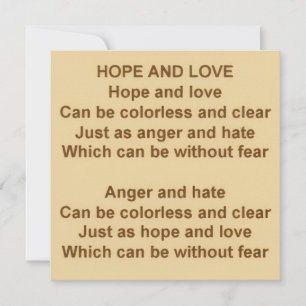 Tarjeta Poema de Esperanza y Amor por Kristie Hubler en