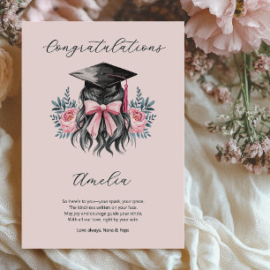 Tarjeta Poema de Graduación Gorra de Graduada Felicidades
