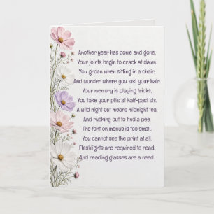 Tarjeta Poema de humor de cumpleaños para viejos