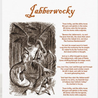 Tarjeta Poema de Jabberwocky de Lewis Carroll (Negro Adder
