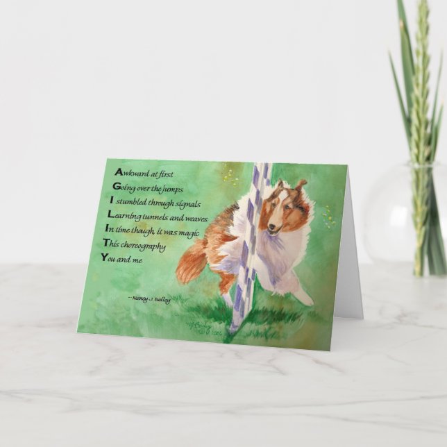 Tarjeta Poema de la agilidad de Sheltie (Anverso)