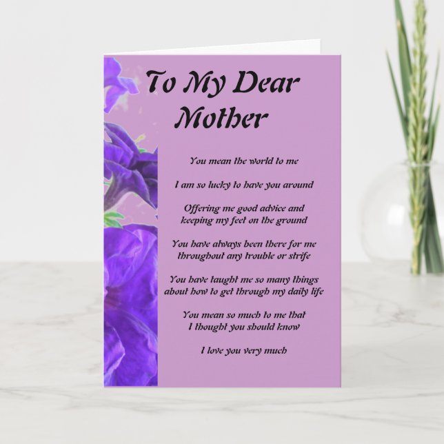 Tarjeta Poema de la madre (Anverso)