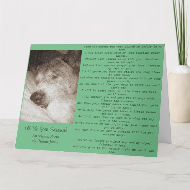 Tarjeta poema de perro original leal mascota viejo simpatí (Anverso)