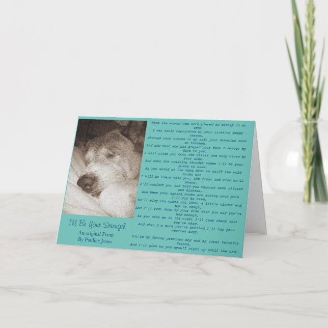Tarjeta poema de perro original leal mascota viejo simpatí (Anverso)