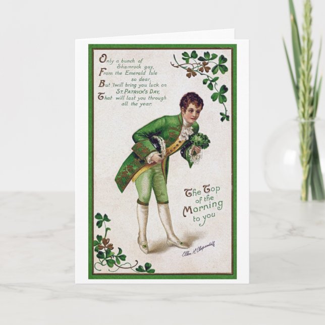 Tarjeta Poema del Día de San Patricio, añejo (Anverso)