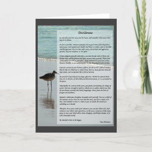 Tarjeta Poema Desiderata - Escena de gaviota en la playa