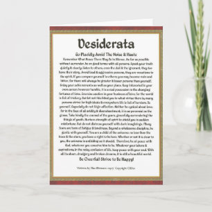 Tarjeta Poema DESIDERATA  Max Ehrmann-Caligrafía Medieval