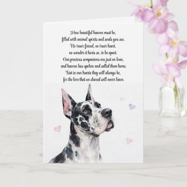 Tarjeta Poema espiritual sobre la raza Gran Danés simpatía (Orquídea)