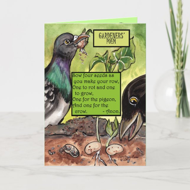 Tarjeta Poema Jardín Semillas Plantas Aves Jardín Primaver (Anverso)